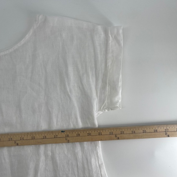 TERZO MILLENNIO Women White Linen Button Front Shirt Top Size S Made in Italy - Picture 6 of 8